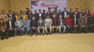 অনলাইন এডিটরস অ্যালায়েন্সের সভাপতি হাসান শরীফ, সম্পাদক মিজান সোহেল